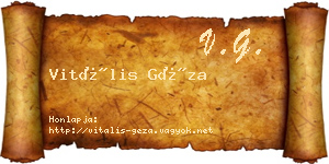 Vitális Géza névjegykártya