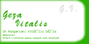 geza vitalis business card